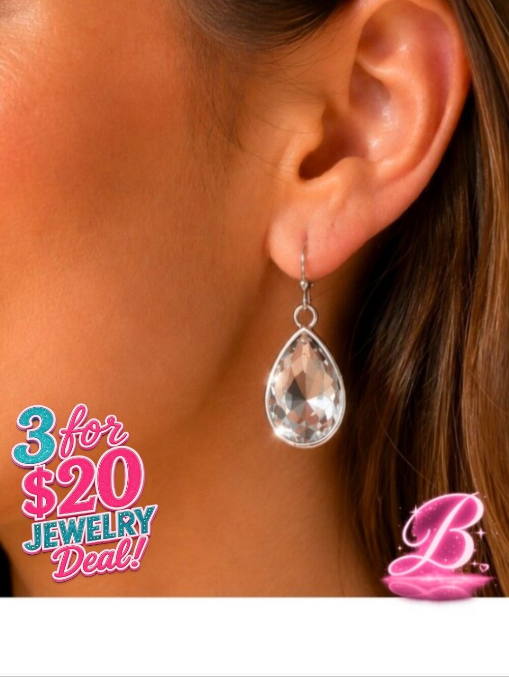3/$20 Vintage Premier Designs Crystal Dangle Earrings - NWT